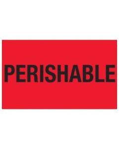 Tape Logic Climate Labels, DL1328, Perishable, Rectangle, 3in x 5in, Fluorescent Red/Black, Roll Of 500
