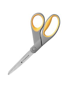 Westcott Titanium Bonded Scissors, 8in, Bent, Gray/Yellow