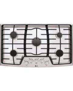 LG LCG3611ST Gas Cooktop - 5 Cooking Element(s) - Stainless Steel Cooktop - Stainless SteelCast Iron