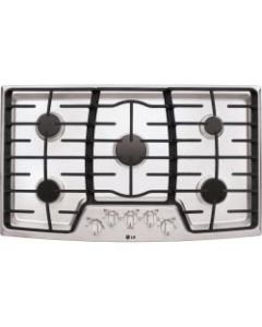 LG LCG3611ST Gas Cooktop - 5 Cooking Element(s) - Stainless Steel Cooktop - Stainless SteelCast Iron