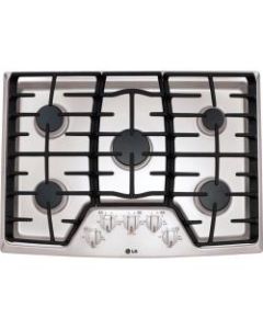 LG LCG3011ST Gas Cooktop - 5 Cooking Element(s) - Stainless Steel Cooktop - Stainless SteelCast Iron