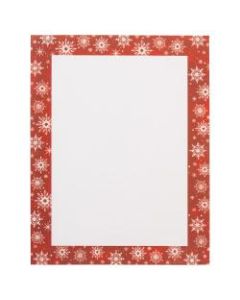 JAM Paper Holiday Paper, Letter Size (8 1/2in x 11in), Red Snowflake Border, Pack Of 100 Sheets