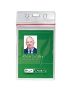 Baumgartens Sealable Vertical Badge Holder, 3 3/4in x 2 5/8in, Clear, Pack Of 50