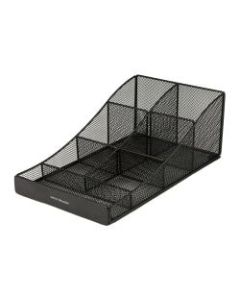 Mind Reader Trove 7-Compartment Metal Mesh Tea/Coffee Condiment Organizer, 5 1/4inH x 7 13/16inW x 16inD, Black