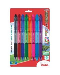 Pentel R.S.V.P. RT Retractable Ballpoint Pens, 1.0 mm, Medium Point, 59% Recycled, Assorted Barrels, Assorted Ink Colors, Pack Of 8