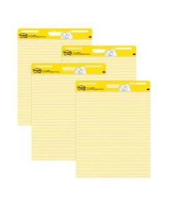 Post-it Super Sticky Easel Pads, Lined, 25in x 30in, Yellow, Pack Of 4 Pads