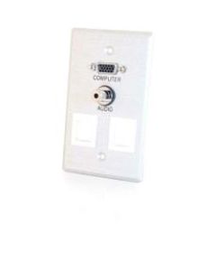 C2G VGA + 3.5mm Audio Pass Through Single Gang Wall Plate w/ 2 Keystones-Brushed Aluminum - 1-gang - 1 x Mini-phone Port(s) - 1 x VGA Port(s)