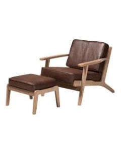 Baxton Studio Sigrid Chair And Ottoman Set, Antique Oak/Dark Brown