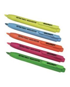 Retractable Chisel-Tip Highlighters, Pack Of 5 (AbilityOne 7520-01-554-8211)