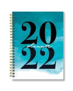 TF Publishing Weekly/Monthly Planner, 8in x 6-1/2in, White/Blue Ombre, January To December 2022