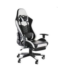 GameFitz Ergonomic Faux Leather Gaming Chair, Black/White