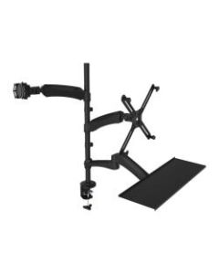 CTA Digital 2-in-1 Adjustable Monitor and Tablet Mount Stand with Keyboard Tray - Mounting kit (pole, C-clamp, keyboard tray, gas spring, 3 adjustable arms) - for monitor / keyboard / tablet - aluminum - screen size: 13in-27in - desktop