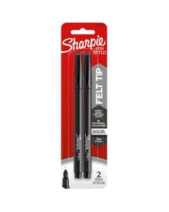 Sharpie Fine-Point Pens, Fine Point, 0.4 mm, Black Barrels, Black Ink, Pack Of 2