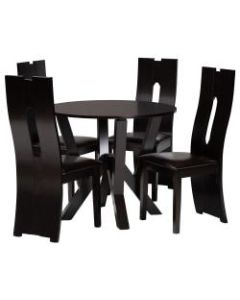 Baxton Studio Senan Dining Set, 29-15/16inH x 35-7/16inW x 35-7/16inD, Dark Brown/Espresso