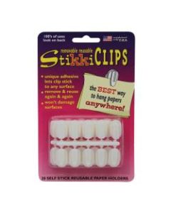 Stikkiworks Co. StikkiCLIPS, 3/4in, 6-Sheet Capacity, White, 20 Clips Per Pack, Set Of 6 Packs