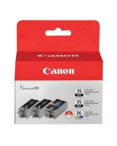 Canon PGI-35/CLI-36 Black/Multicolor Ink Cartridges (1509B007), Pack Of 3 (2 Black & 1 Color)