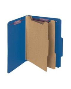 Smead Classification Folders, Pressboard With SafeSHIELD Fasteners, 2 Dividers, 2in Expansion, Letter Size, 50% Recycled, Dark Blue, Box Of 10
