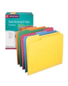 Smead Color File Folders, With Reinforced Tabs, Letter Size, 1/3 Cut, Assorted Colors, Box Of 100