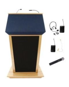 AmpliVox SW3045 - Wireless Patriot Plus Lectern - Skirted Base - 51in Height x 31in Width x 23in Depth - Clear Lacquer, Walnut - Hardwood Veneer, Solid Hardwood
