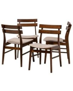 Baxton Studio Devlin Dining Chairs, Light Beige/Walnut, Set Of 4 Chairs