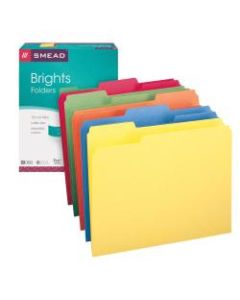 Smead Color File Folders, Letter Size, 1/3 Cut, Brights, Box Of 100