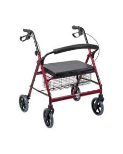 DMI Adjustable Steel Bariatric Rollator With Seat, 34 3/4in x 28 1/2in, Burgundy