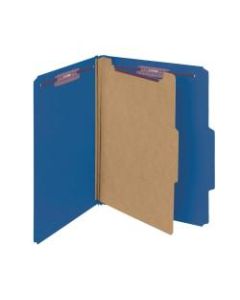 Smead Classification Folders, Pressboard With SafeSHIELD Fasteners, 1 Divider, 2in Expansion, Letter Size, 50% Recycled, Dark Blue, Box Of 10