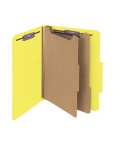 Smead Pressboard Classification Folders, 2 Dividers, Letter Size, 100% Recycled, Yellow, Box Of 10