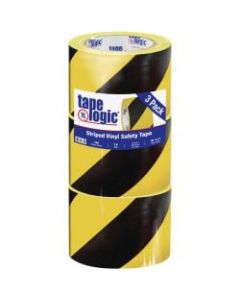 BOX Packaging Striped Vinyl Tape, 3in Core, 3in x 36 Yd., Black/Yellow, Case Of 3