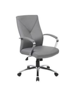 Boss Office Products Ergonomic High-Back Chair, Gray/Chrome/Gray