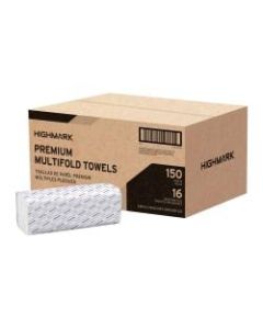 Highmark Premium Multi-Fold 1-Ply Paper Towels, 150 Sheets Per Pack, Pack Of 16 Packs