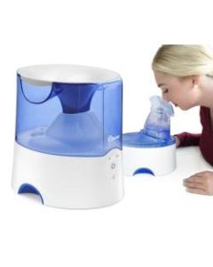 Crane 2-In-1 Warm Mist Humidifier and Personal Steam Inhaler, 0.5 Gallon, 6 1/2in x 8in x 8 1/2in, Blue/White