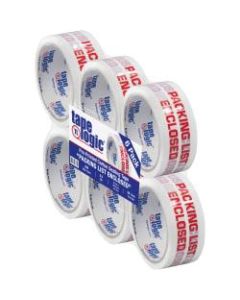 Tape Logic Packing List Enclosed Preprinted Carton Sealing Tape, 3in Core, 2in x 55 Yd., Red/White, Case Of 6