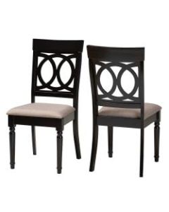 Baxton Studio Lucie Dining Chairs, Sand/Dark Brown, Set Of 2 Chairs