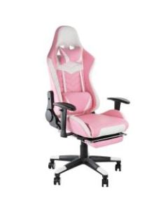 GameFitz Ergonomic Faux Leather Gaming Chair, Pink/White