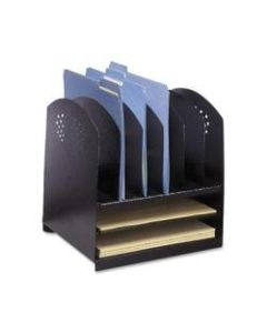 Safco 2 Horizontal/6 Upright Combination Desk Rack - 8 Compartment(s) - 12.8in Height x 12.3in Width x 11.3in Depth - Desktop - Black - Steel - 1 Each