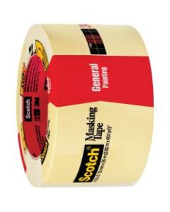 3M 2050 Masking Tape, 3in Core, 3in x 180ft, Natural, Pack Of 12