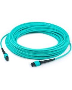 AddOn 30m MPO (Male) to MPO (Male) 12-strand Aqua OM4 Straight Fiber OFNR (Riser-Rated) Patch Cable - 100% compatible and guaranteed to work in OM4 and OM3 applications