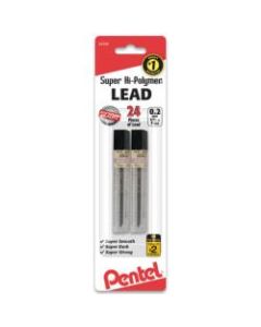 Pentel Super Hi-Polymer Leads, 0.2 mm, HB, 24 Leads Per Tube
