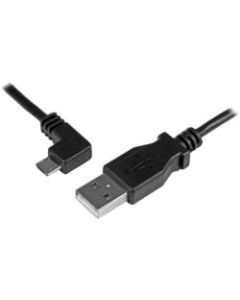 StarTech.com 1m 3ft Left Angle Micro-USB Charge-and-Sync Cable M/M - USB 2.0 A to Micro-USB - 30/24 AWG -  - First End: 1 x Type B Male Micro USB - Second End: 1 x Type A Male USB - Shielding - Nickel Plated Connector - Black