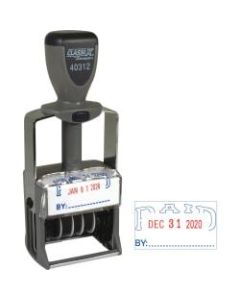 Xstamper Heavy-duty PAID Self-Inking Dater - Message/Date Stamp - "PAID" - Blue, Red - Metal, Plastic Handle - 1 Each
