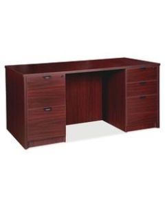 Lorell Prominence 2.0 Double Pedestal Desk, 60inW x 30inD, Mahogany