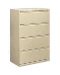 HON 800 36inW Lateral 4-Drawer File Cabinet With Lock, Metal, Putty