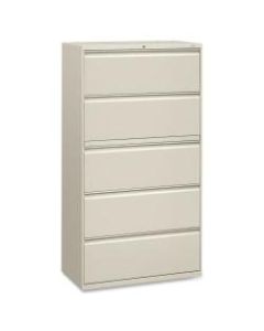 HON 36inW Lateral 5-Drawer Standard File Cabinet With Lock, Metal, Light Gray