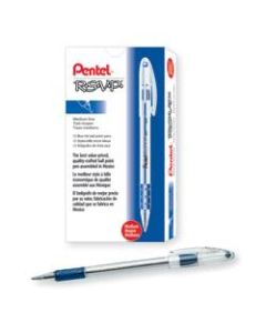 Pentel R.S.V.P. Ballpoint Pens, Medium Point, 1.0 mm, Clear Barrel, Blue Ink, Pack Of 12
