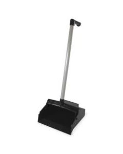 LobbyMaster L Grip Lobby Dust Pan - 12in Wide - Polyvinyl Chloride (PVC) Handle - Plastic - Black/Silver - 6 / Carton