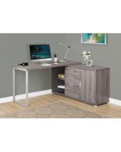 Monarch Specialties L-Shaped Computer Desk With Cabinet, Dark Taupe