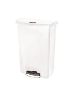 Rubbermaid Slim Jim Rectangular Plastic Wastebasket, Step-On, 24 Gallons, White
