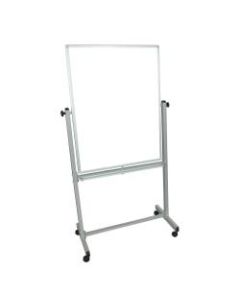 Luxor Double-Sided Magnetic Mobile Dry-Erase Whiteboard, 30in x 40in, Aluminum Frame With Gray Finish