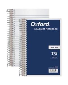 TOPS 5 Subject Wirebound Notebook - 175 Sheets - Coilock - 15 lb Basis Weight - 6in x 9 1/2in - White Paper - Navy Cover - Acid-free, Unpunched, Divider - 1 / Each
